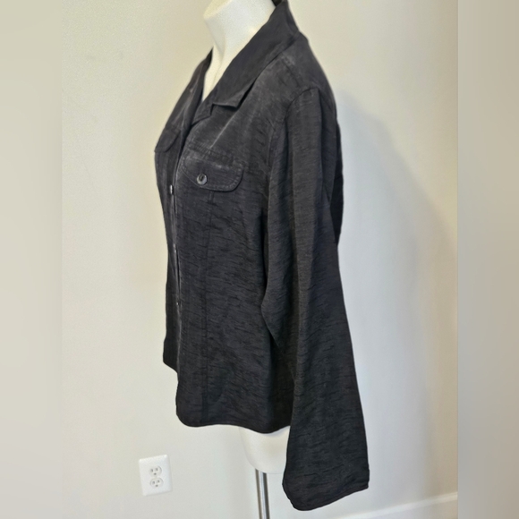 Chicos black silk linen shacket size 2 large EUC - Picture 2 of 6